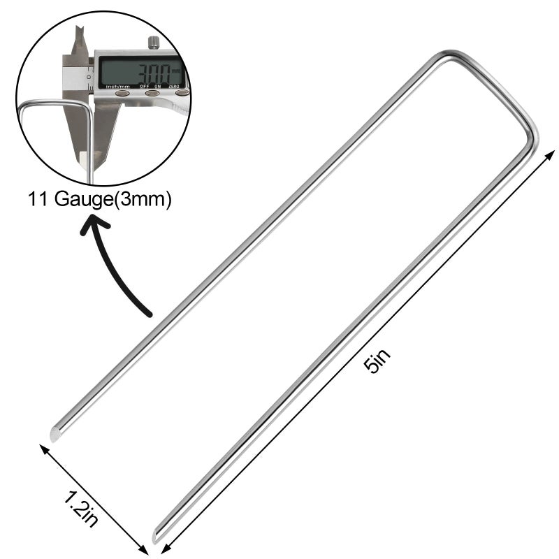Oligei 24 Pack Garden Stakes  U-Shaped Tent Stakes  Galvanized Landscape Staples  Ground Stakes  for Landscaping Securing Weed Barrier Fabric  Irrigation Tubing  Holding Fence  Tarpaulin - Image 2